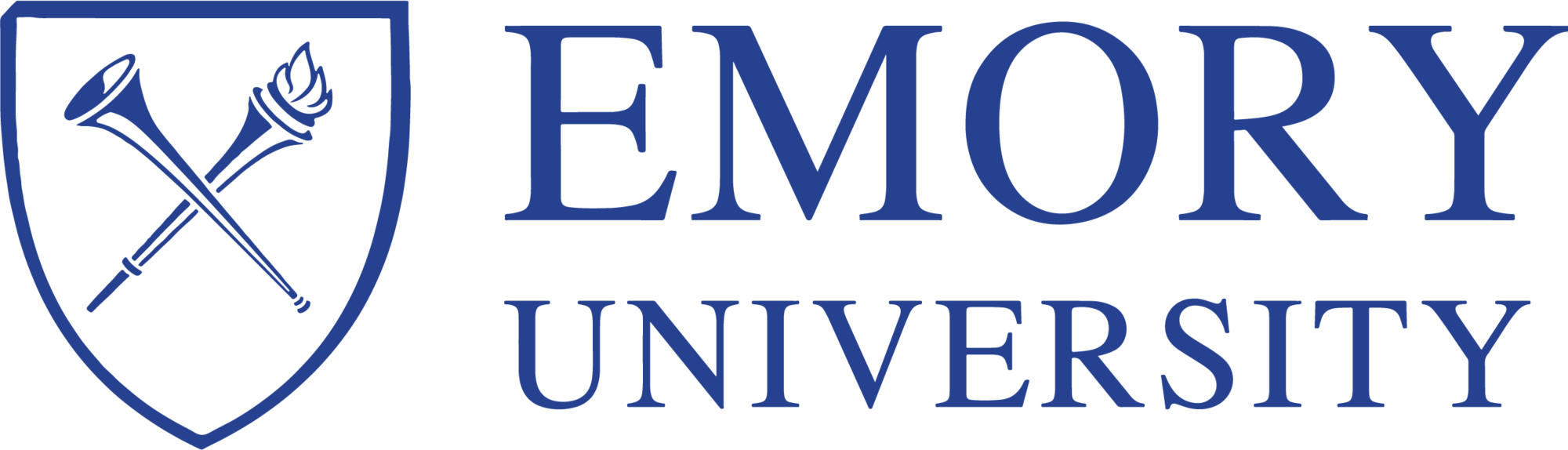 Emory University logo in blue, featuring a shield with a torch and trumpet crossed on the left, and the words “EMORY UNIVERSITY” in large, bold capital letters to the right. Bridging Gap Tutoring Center